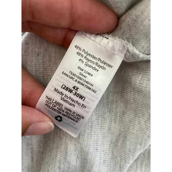 Terra & Sky Womens Gray Vneck Thermal Rib Shirt Top Sweater NEW 4X - Picture 6 of 11
